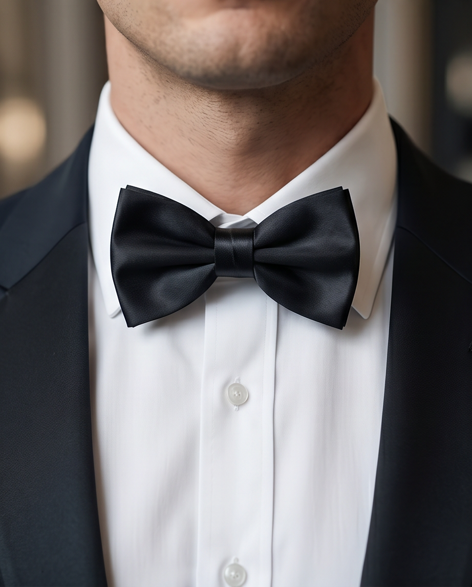 Men’s Formal Black Satin Bow Tie