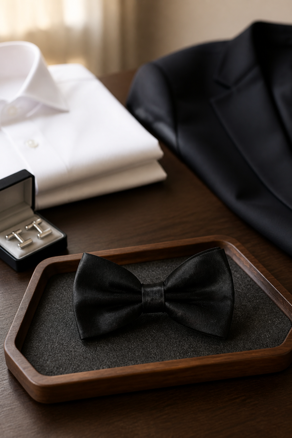 Men’s Formal Black Satin Bow Tie