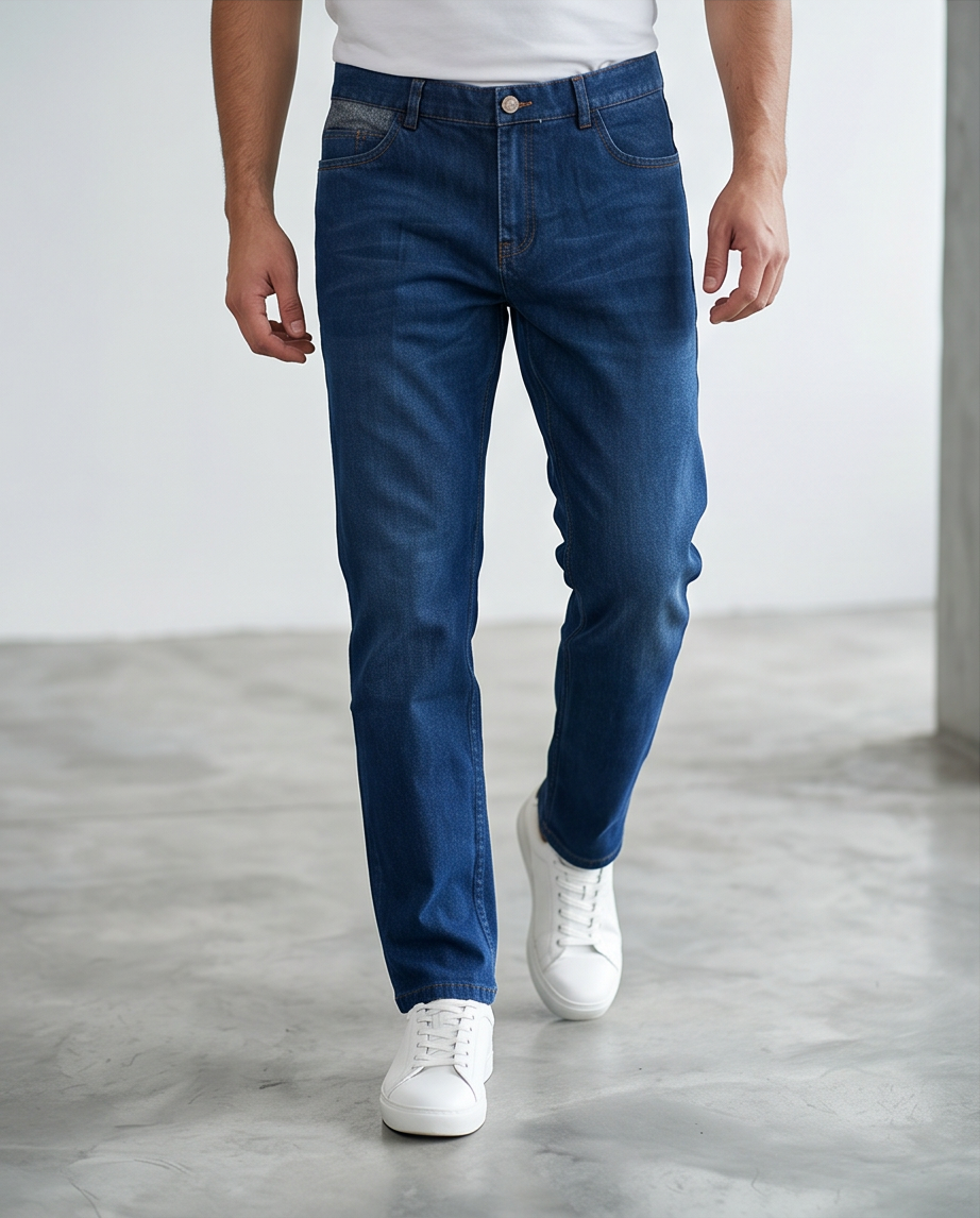 Men’s Regular Fit Denim with Contrast Pocket Detail