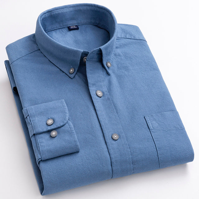 Button Down Collar Shirts 100% Cotton Men's